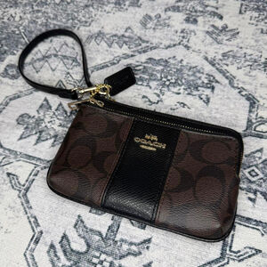 Brown & Black Coach Wristlet